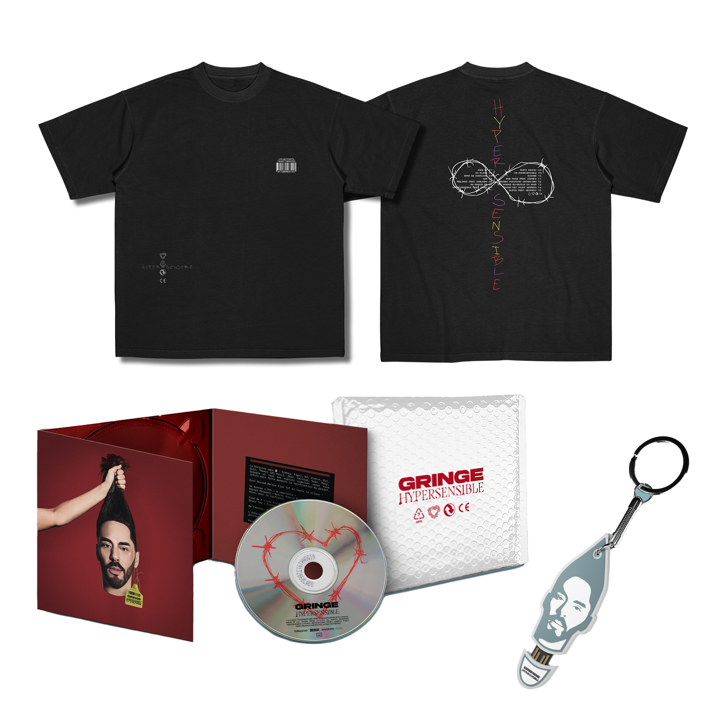 Pack T-shirt + Album (CD Deluxe ou vinyle) + Clé USB | Hypersensible | Gringe